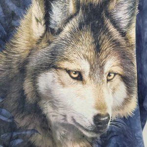The Mountain XL T Shirt Wolf Alaska Blue 46" Chest Wildlife Tie Dye 100% Cotton